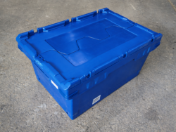Eurobehälter mit Deckel 60×40×30 cm aus Kunststoff, geschlossen, blau